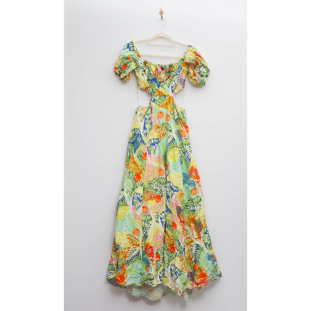 Staud coliseum cutout puff sleeve linen maxi dress Size 6 - Picture 4 of 9
